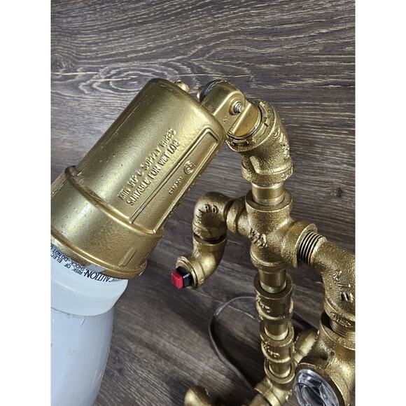 Industrial Steampunk Pipe Lamp Handmade Brass Fittings Desk Light Vintage Style - Picture 7 of 10